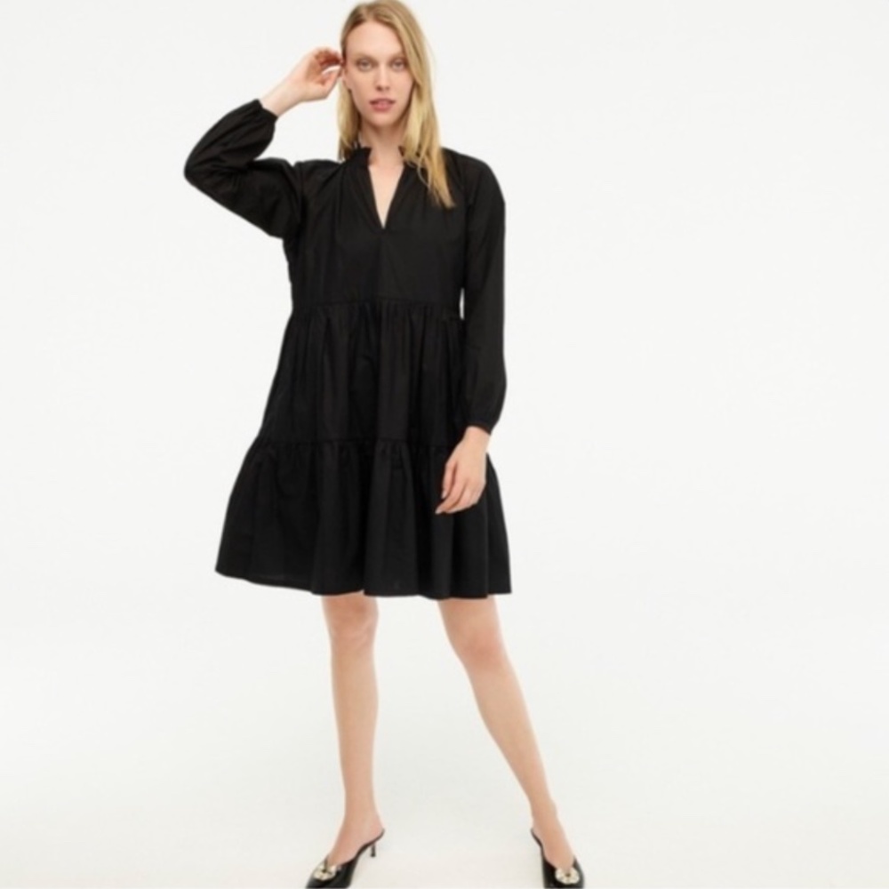 J. Crew Poplin Tiered Long sleeve Dress